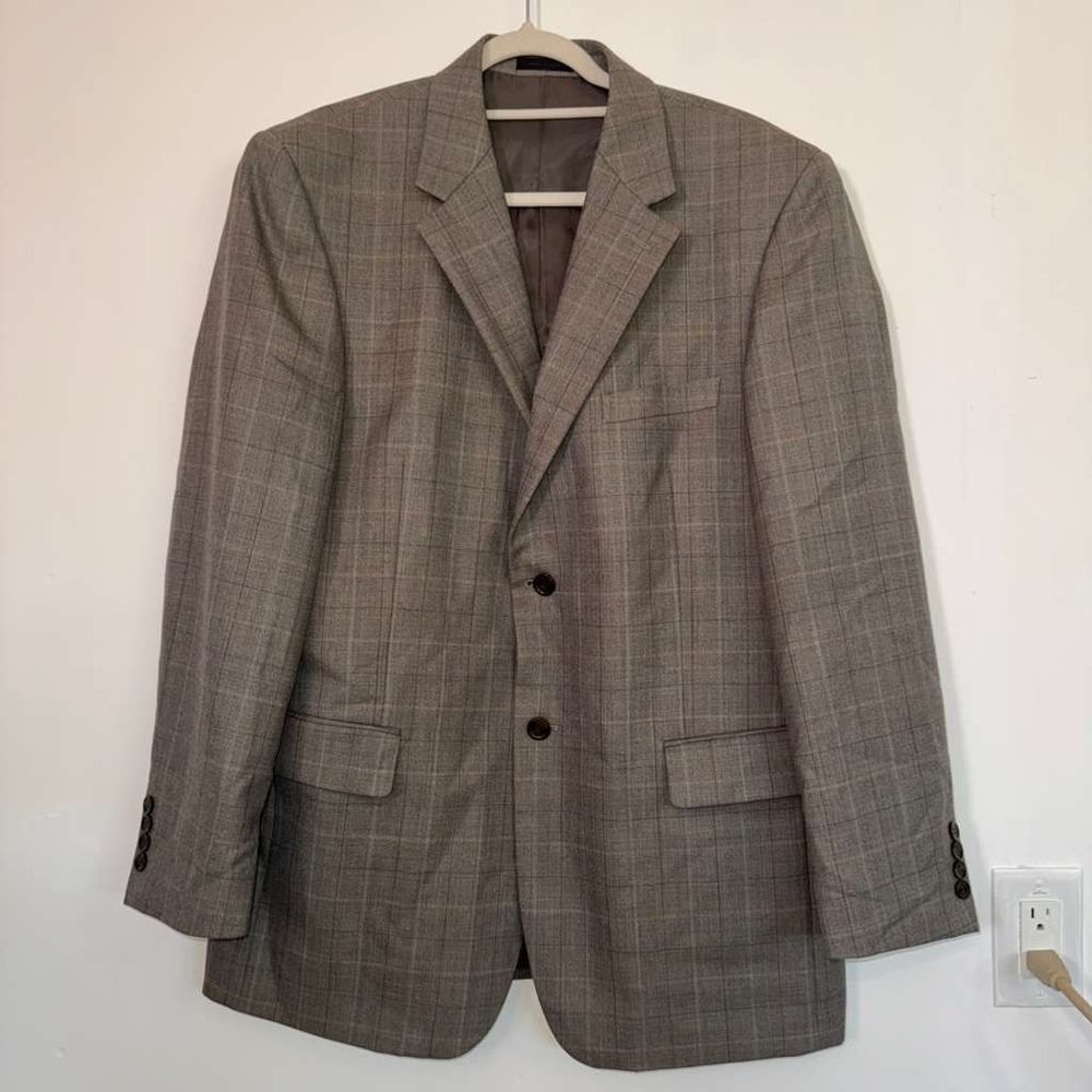Andrew Fizza Men's Size 42R Sports Coat Blazer Jacket 100% Wool Plaid Business